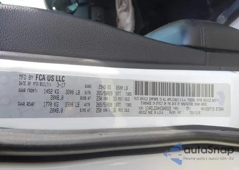 2017 Dodge Durango Gt z USA, uszkodzony, nr VIN 1C4RDJDG4HC848322